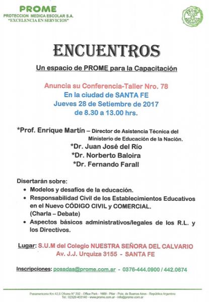 PROME anuncia su Conferencia-Taller Nº 78